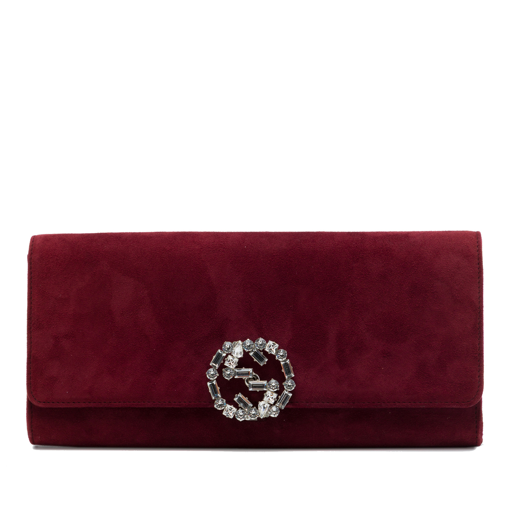 Pre-Loved Gucci Suede Crystals Broadway Clutch